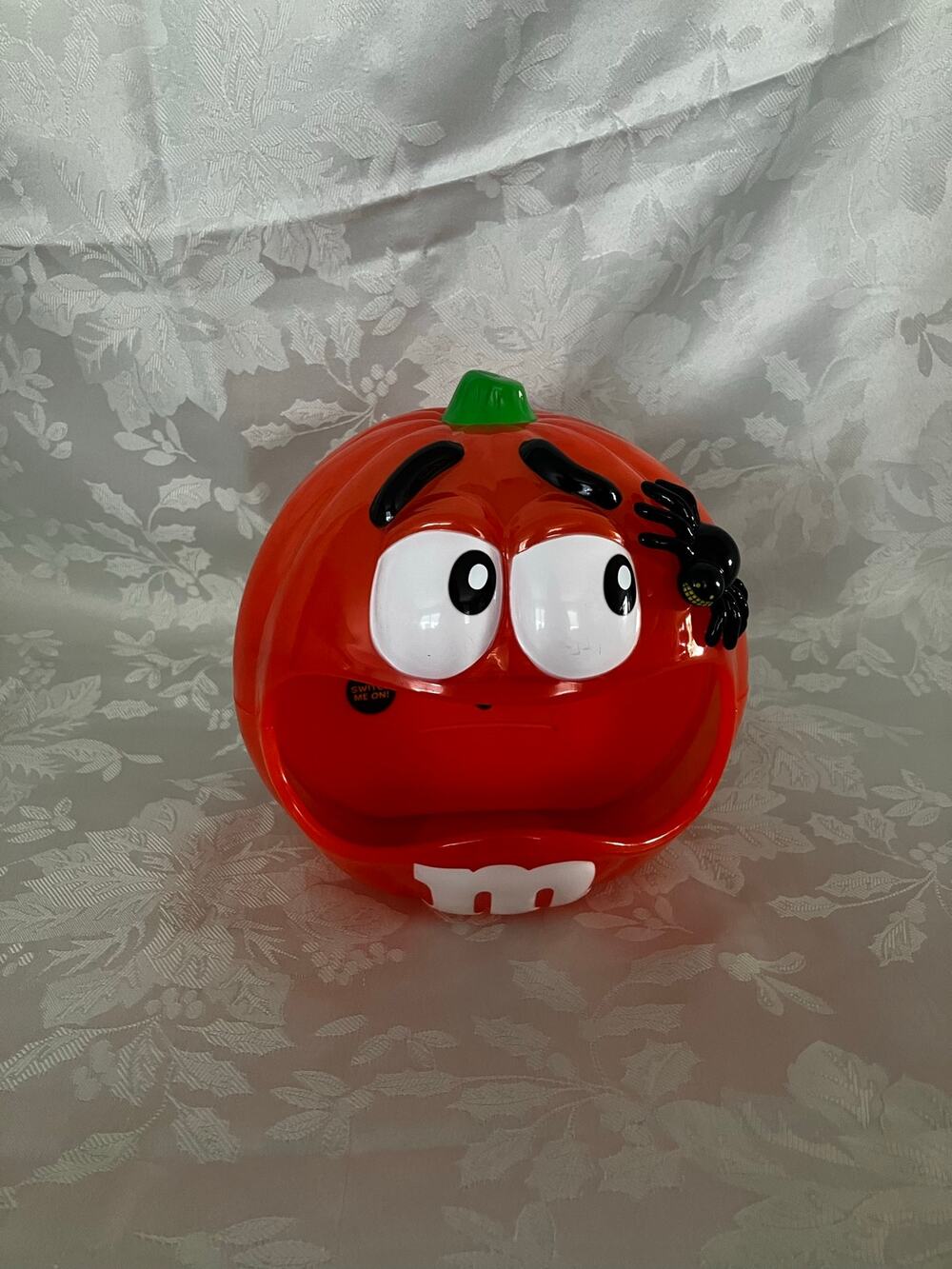 M&M's Orange Pumpkin Halloween Candy Dish Lights & Sound Tested Working